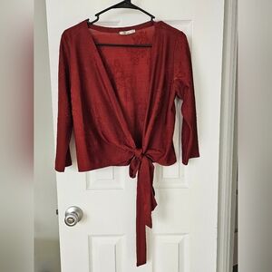 LTB Going Out Shirt Wrap L Burgundy Midsleeve